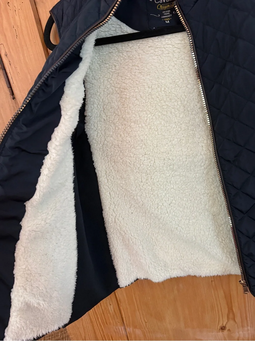 Cavalini Quilted Navy Sherpa-Trim Vest